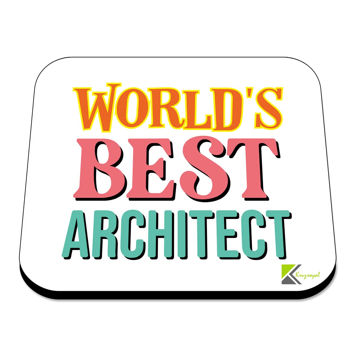 WB057 World's Best Architect MDF Wooden Coaster by Kruzroyal | Gift for Architect | Unique Novelty Present | 9cm x 9cm | Coffee Tea MDF Wooden Coaster