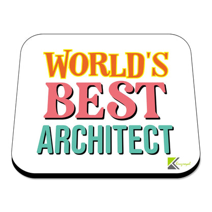 WB057 World's Best Architect MDF Wooden Coaster by Kruzroyal | Gift for Architect | Unique Novelty Present | 9cm x 9cm | Coffee Tea MDF Wooden Coaster
