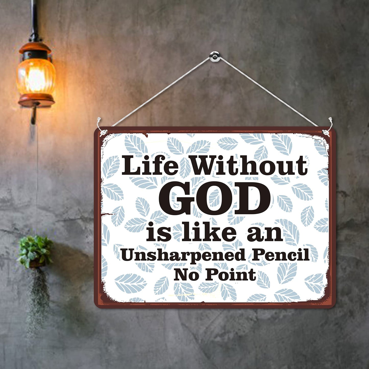 Kruzroyal MP188 Life without god is like an unsharpened pencil no point Funny Novelty Retro Vintage Metal Wall Sign Plaque 20cm x 15cm