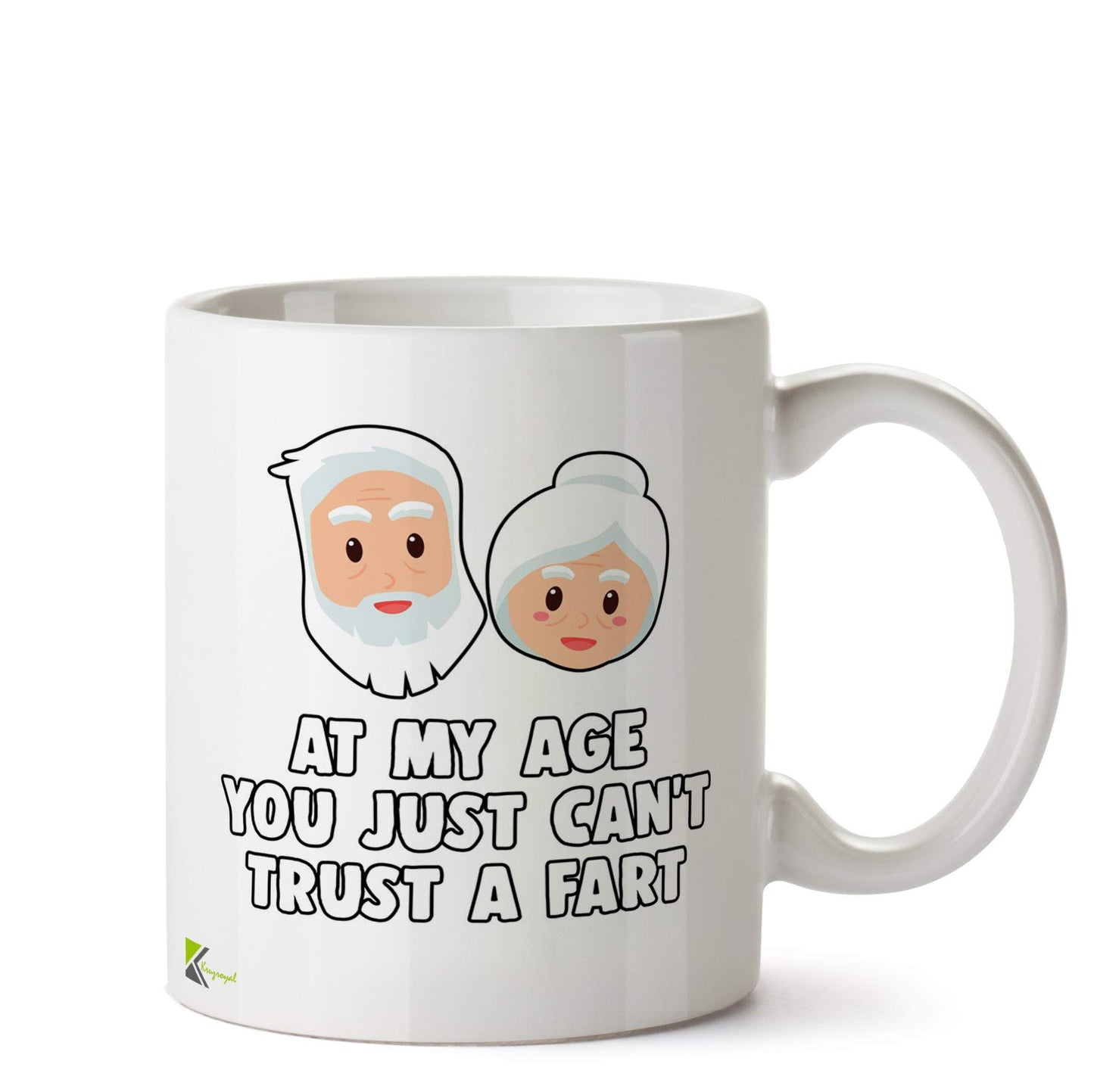 Kruzroyal at My Age Can't Trust Fart Mug | Funny Old Age Humour Ceramic Coffee Tea Cup Gift for Grandad, Dad, Senior, Retirement