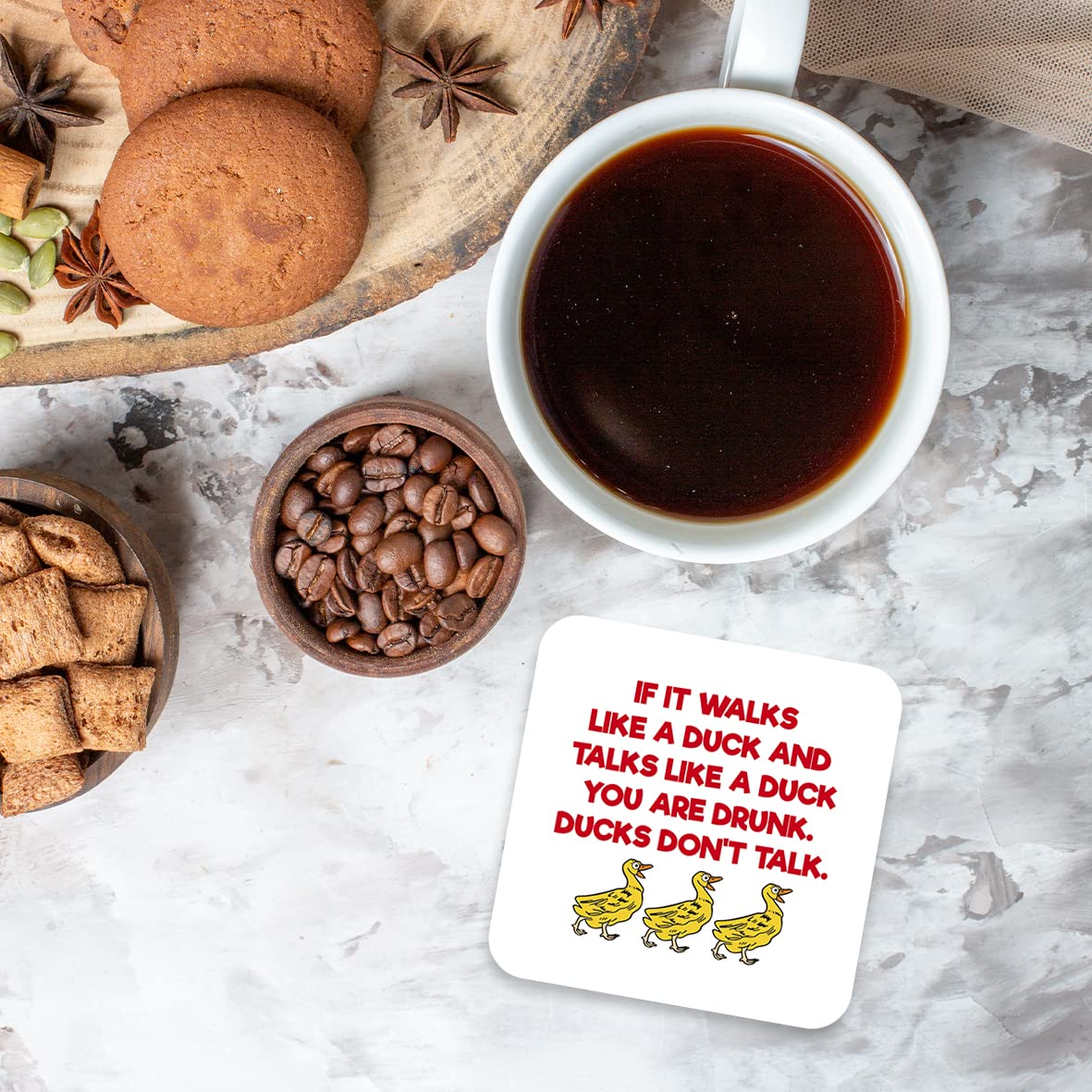 CS429 If it Walks Like a Duck and Talks Like a Duck You are Drunk. Ducks Don't Talk. Novelty Funny Coffee Tea Drink Gift Glossy MDF Wooden Coaster