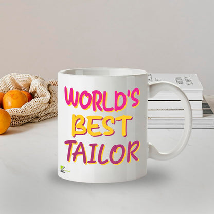 Kruzroyal DZ872 World's Best Tailor Mug 11oz - White Ceramic Cup for Seamstress, Dressmaker - Funny Birthday, Thank You Present for Him or Her