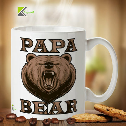 Kruzroyal DZ329 Papa Bear/Father's Day Funny Novelty Great Gift Idea Coffee Tea Mug