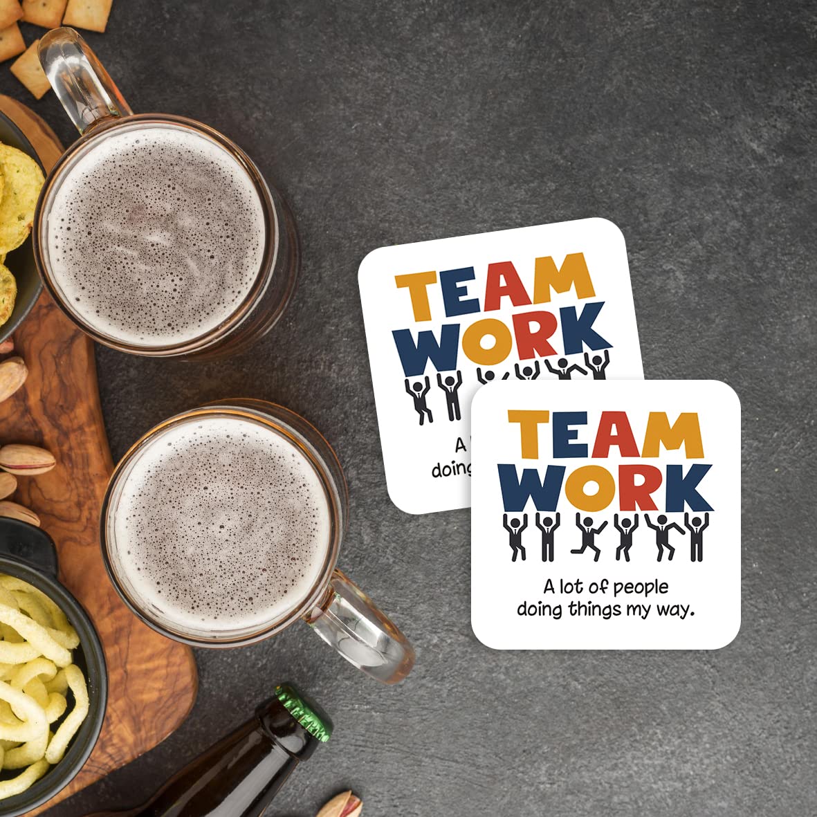 CS516 Team Work : A lot of People Things My Way Novelty Funny Coffee Tea Drink Gift Glossy MDF Wooden Coaster