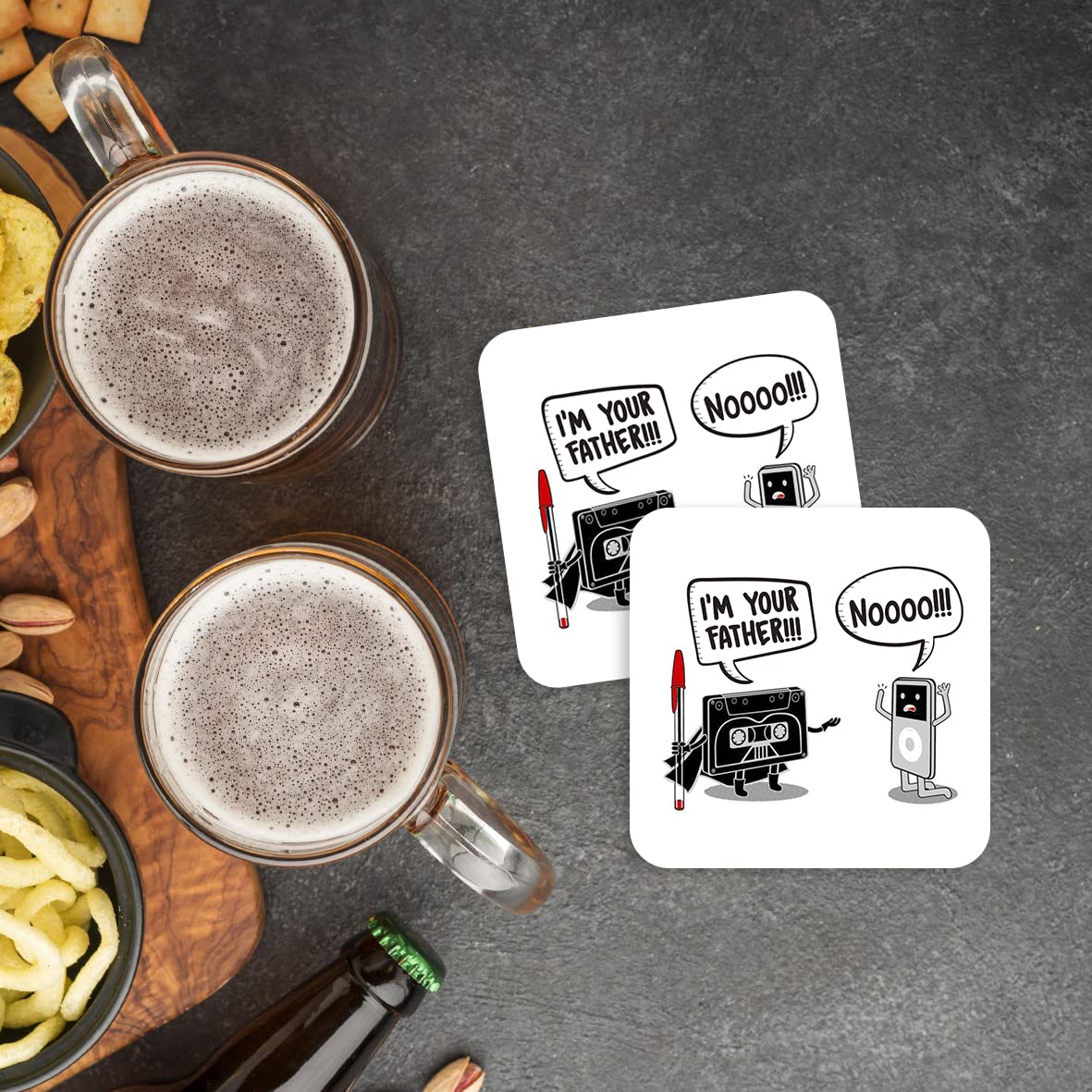 CS700 I'm Your Father (Cassette to mp3 Player) Old Days Novelty Funny Coffee Tea Drink Gift Glossy MDF Wooden Coaster