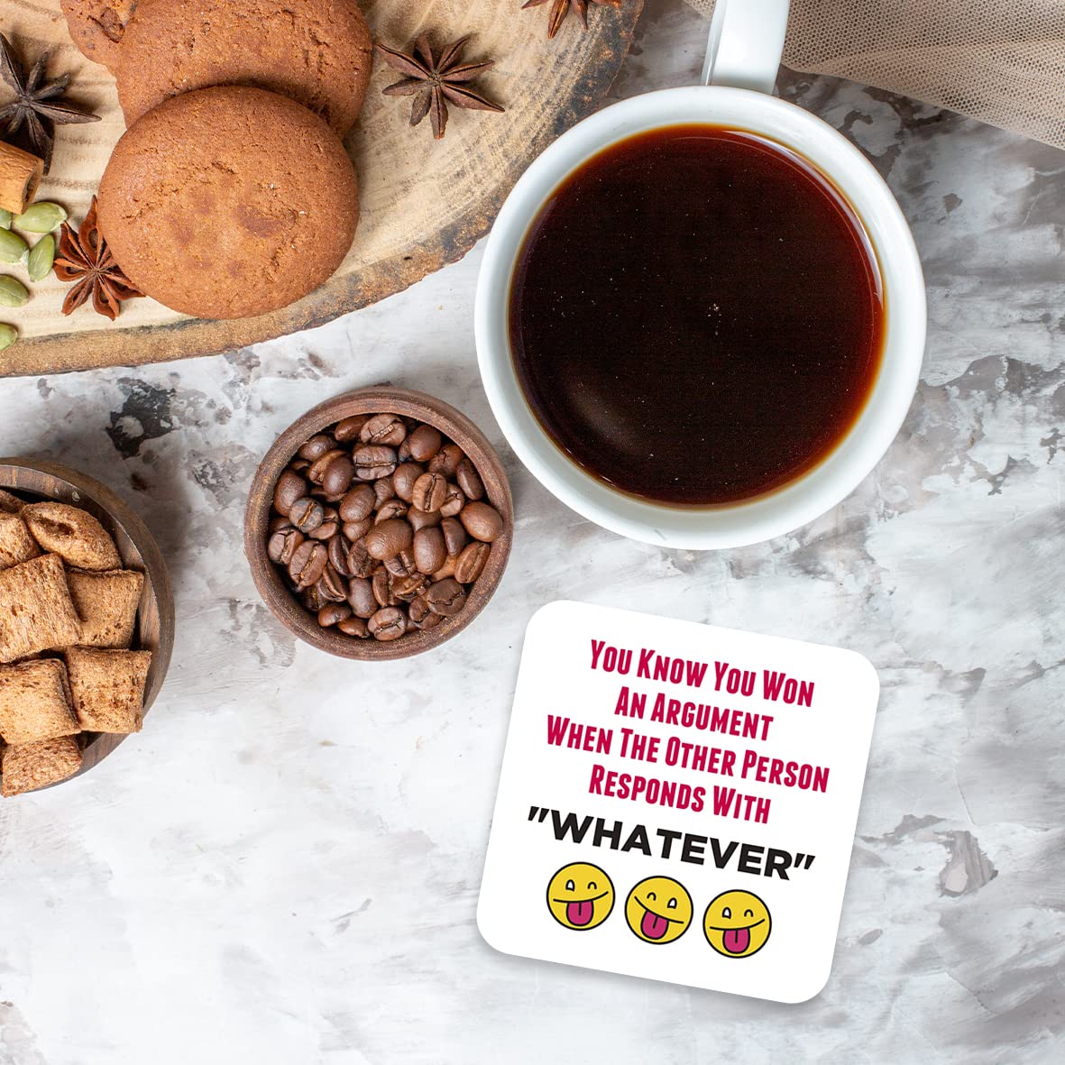 CS553 You Know You Won an Argument When The Other Person responds with "Whatever" Novelty Funny Coffee Tea Drink Gift Glossy MDF Wooden Coaster