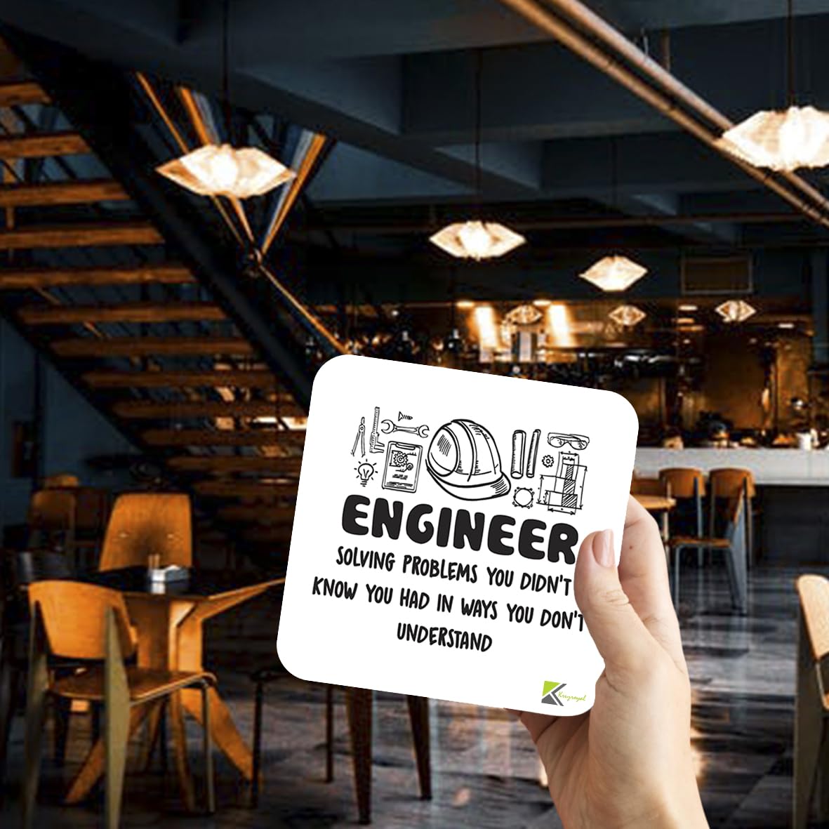 CS384 Engineer : Solving Problems You Didn't Know You had in Ways You Don't Understand Novelty Funny Coffee Tea Drink Gift Glossy MDF Wooden Coaster