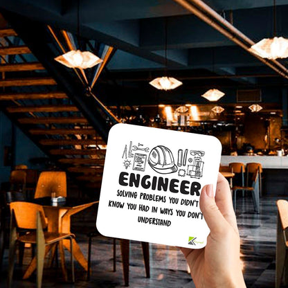 CS384 Engineer : Solving Problems You Didn't Know You had in Ways You Don't Understand Novelty Funny Coffee Tea Drink Gift Glossy MDF Wooden Coaster