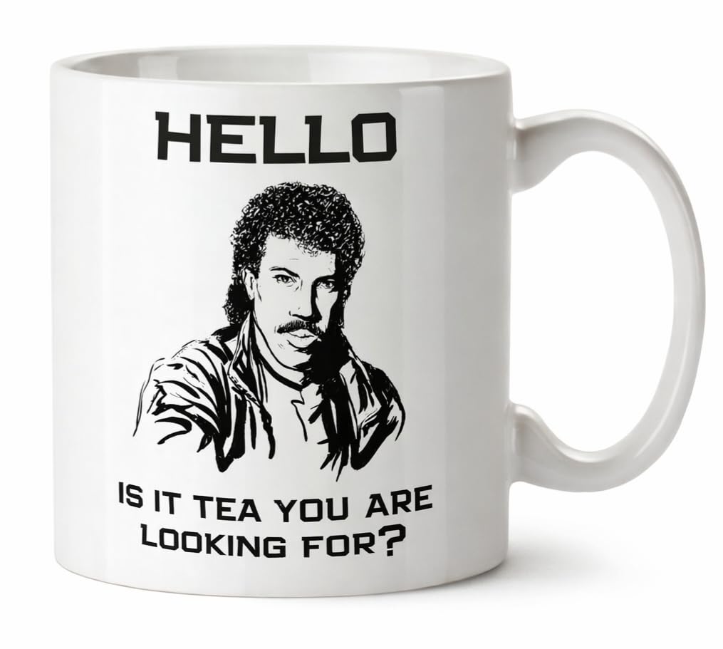 Kruzroyal Funny Hello is It Tea You're Looking for Mug - 80s Music Pun Gift for Men & Women - Novelty Birthday, Secret Santa or Christmas Gift for Mum, Dad, Colleague -11oz Ceramic Coffee Cup