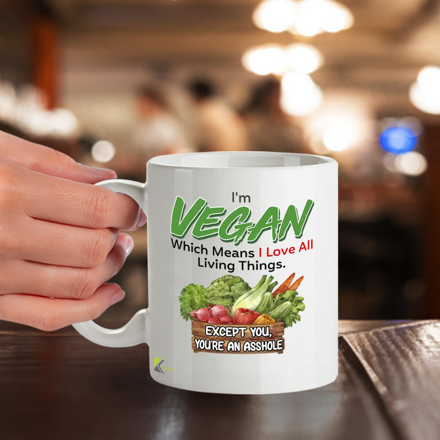 DZ954 Vegan Funny Mug - Sarcastic Coffee Cup Gift for Plant-Based Friends & Family - Witty Humor Beverage Cup - 11oz White Ceramic Drinkware
