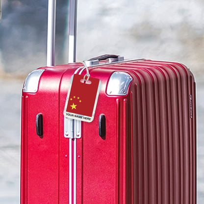 PLT273 Personalised Name with China Flag Novelty Funny Unique Designer Gift Glossy Plastic Suitcase Luggage Tag