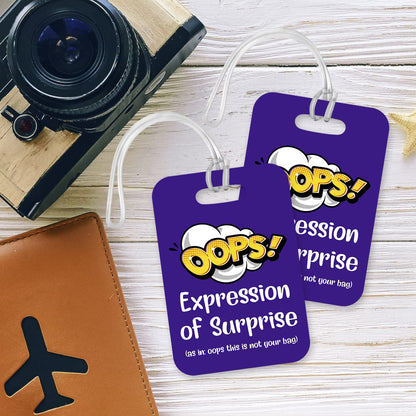 LT004 OOPS! Expression of Surprise (as in : oops This is not Your Bag) Novelty Funny Unique Designer Gift Glossy Plastic Suitcase Luggage Tag