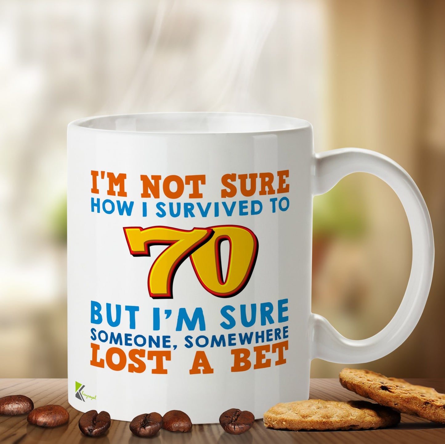 Kruzroyal DZ466 I'm Not Sure How i Survived to 70 But I'm Sure Someone, Somewhere Lost a Bet. Funny Novelty Great Gift Idea Coffee Tea Mug