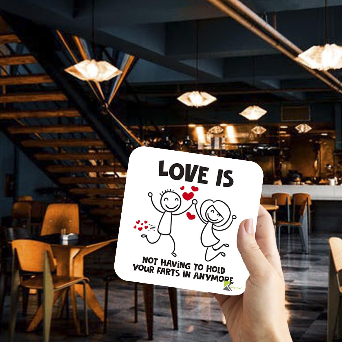 CS871 Love is not Having to Hold Your Farts in Anymore Novelty Funny Coffee Tea Drink Gift Glossy MDF Wooden Coaster