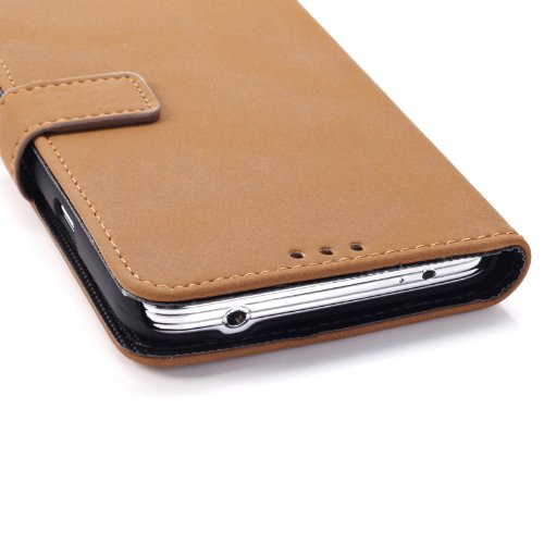 Leather Flip Case Cover for Samsung Galaxy S5 - Black / Light Brown / Medium Brown / Dark Brown