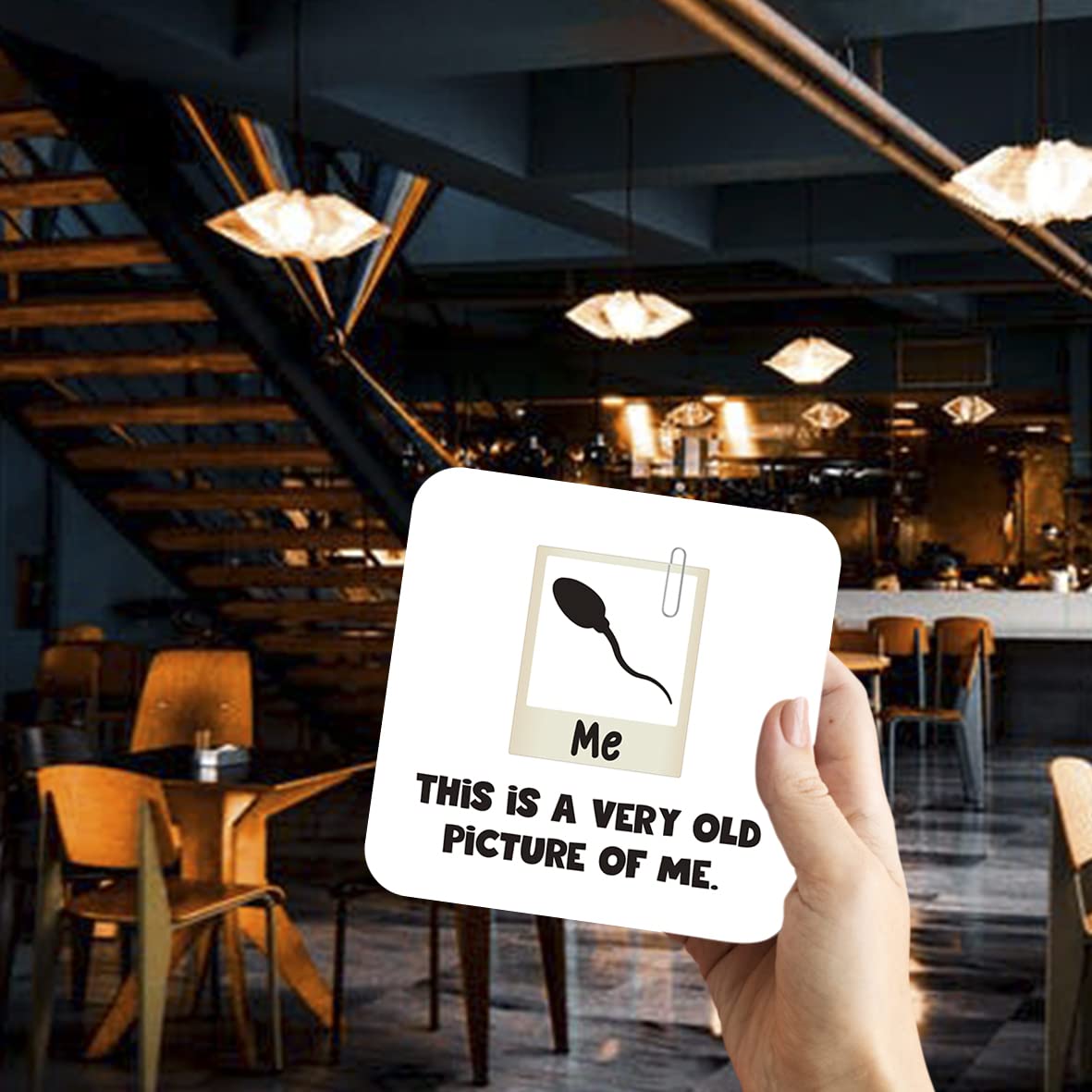 CS545 Sperm:This is Very Old Picture of me Novelty Funny Coffee Tea Drink Gift Glossy MDF Wooden Coaster