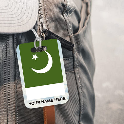 PLT261 Personalised Name with Pakistan Flag Novelty Funny Unique Designer Gift Glossy Plastic Suitcase Luggage Tag