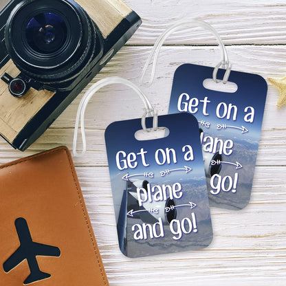 LT215 Get on a Place and go! Novelty Funny Unique Designer Gift Glossy Plastic Suitcase Luggage Tag