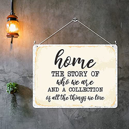 Kruzroyal MP484 HOME - The story of who we are and a collection of all the things we love Funny Novelty Retro Vintage Metal Wall Sign Plaque 20cm x 15cm