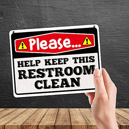 Kruzroyal MP404 Please help keep this restroom clean/Toilet Sign Funny Novelty Retro Vintage Metal Wall Sign Plaque 20cm x 15cm