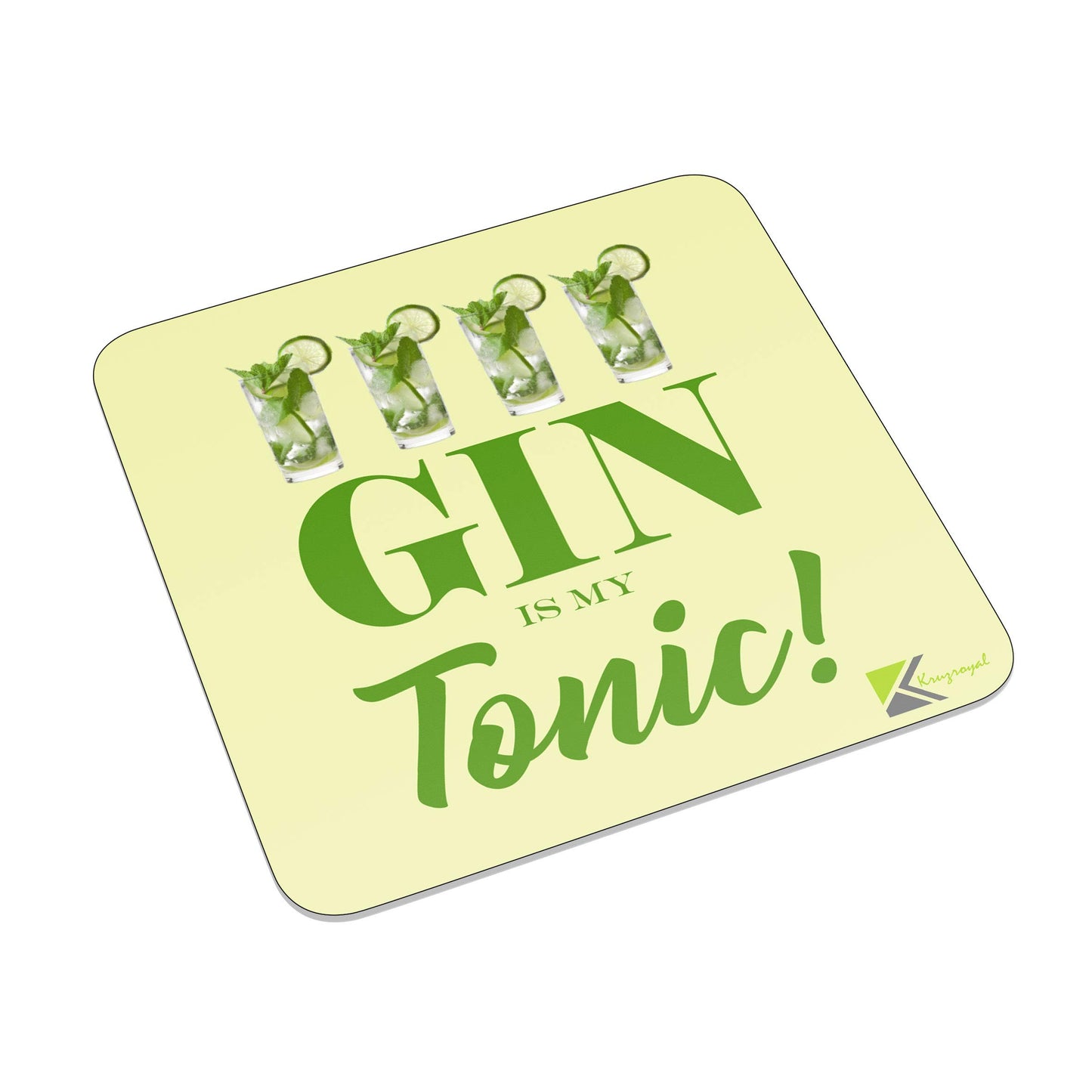 FM028 Gin Is My Tonic! Novelty Funny Idea Glossy Metal Square Fridge Magnet