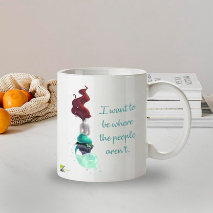 Kruzroyal DZ212 I Want to be Where The People aren't/Mermaid Funny Novelty Great Gift Idea Coffee Tea Mug