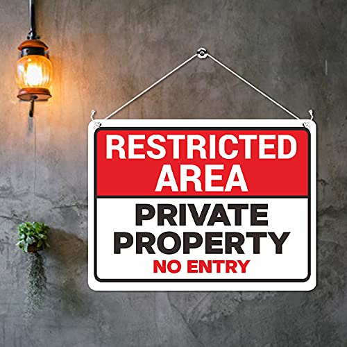 MP460 Restricted Area : Private Property No Entry Funny Novelty Retro Vintage Metal Wall Sign Plaque 20cm x 15cm
