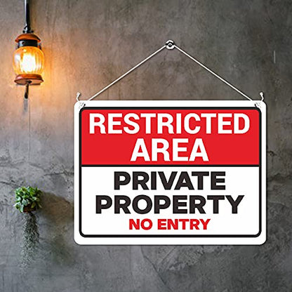 MP460 Restricted Area : Private Property No Entry Funny Novelty Retro Vintage Metal Wall Sign Plaque 20cm x 15cm