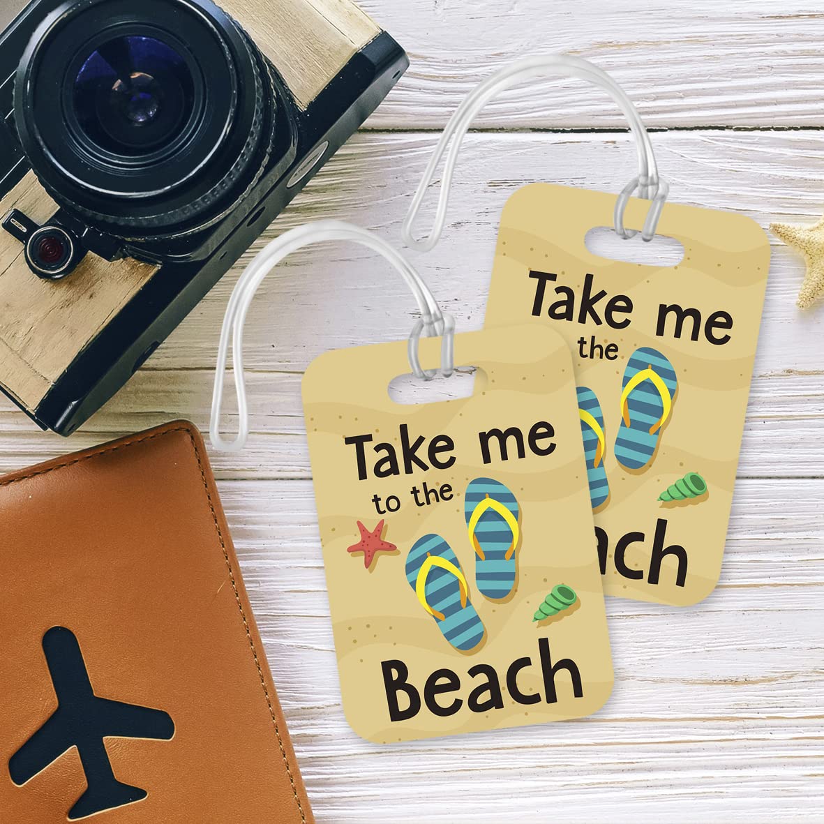 LT050 Take me to The Beach Novelty Funny Unique Designer Gift Glossy Plastic Suitcase Luggage Tag
