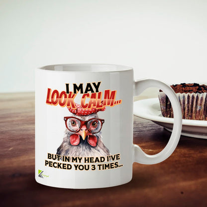 Kruzroyal DZ964 I've Pecked You Funny Chicken Lover Mug - Sarcastic Farm Animal Coffee Cup - Witty Hen, Rooster, Bird Owner Gag Gift for Him, Her - 11oz White Ceramic