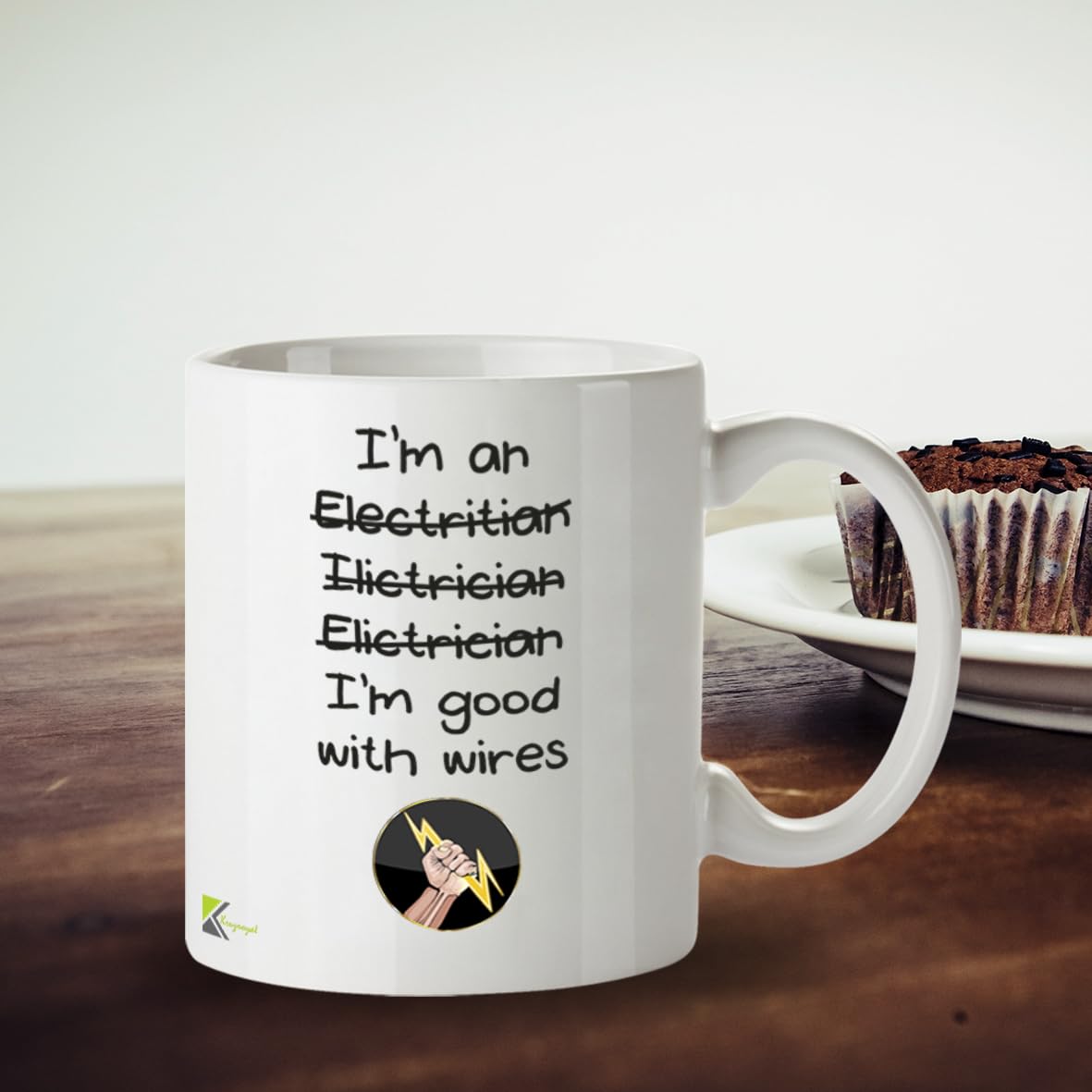 Kruzroyal Funny Electrician Mug | I'm an Electrician, I'm Good with Wires Novelty Idea Coffee Tea Mug | Gift for Electrician, Dad | Cup Tradesman Humour Sarcastic Birthday Present for Men 11oz