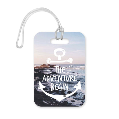 LT046 The Adventure Begin Novelty Funny Unique Designer Gift Glossy Plastic Suitcase Luggage Tag