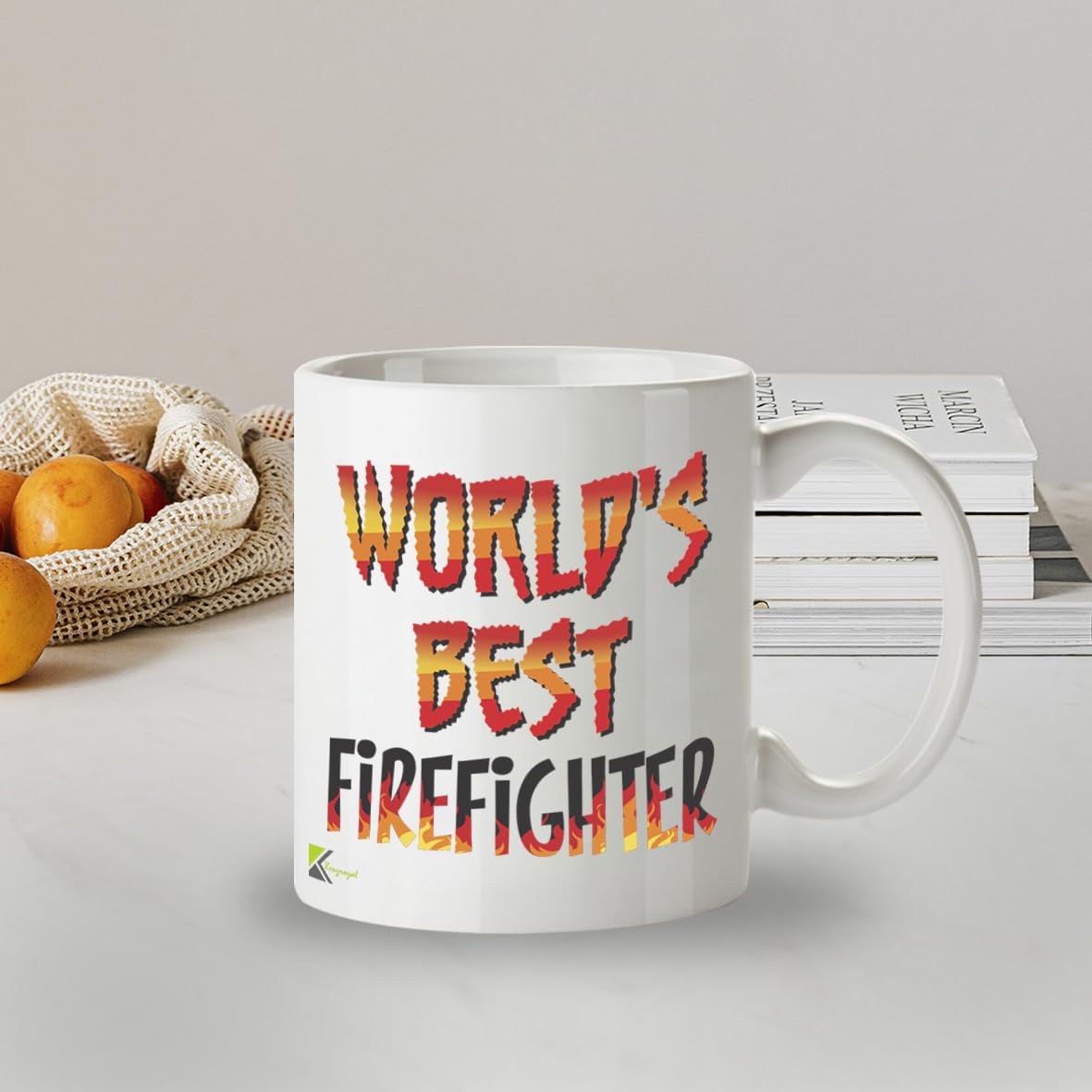 Kruzroyal DZ855 World's Best Firefighter Mug 11oz - White Ceramic Cup for Fireman, Fire Crew - Ideal Birthday, Retirement, Passing Out Present