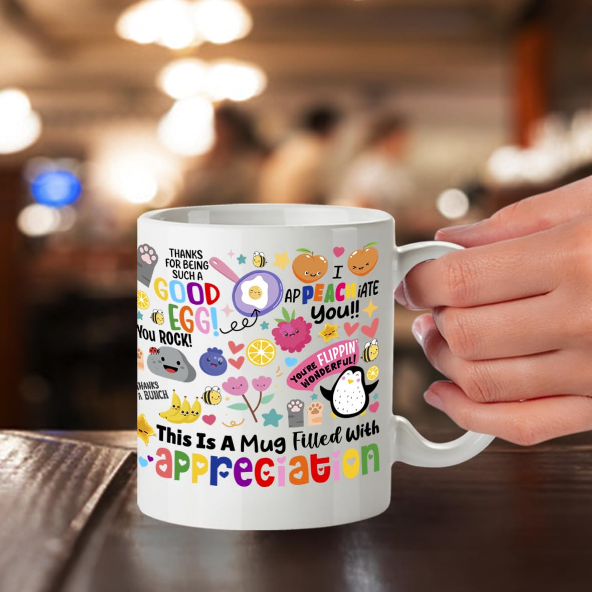 Kruzroyal Appreciation Mug 11oz | Funny Thank You Gift for Colleague, Teacher, Friends, Boss | Inspirational Ceramic Coffee Cup with Food Puns | Dishwasher & Microwave Safe