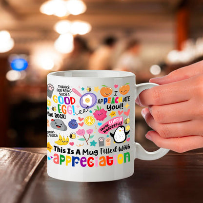 Kruzroyal Appreciation Mug 11oz | Funny Thank You Gift for Colleague, Teacher, Friends, Boss | Inspirational Ceramic Coffee Cup with Food Puns | Dishwasher & Microwave Safe