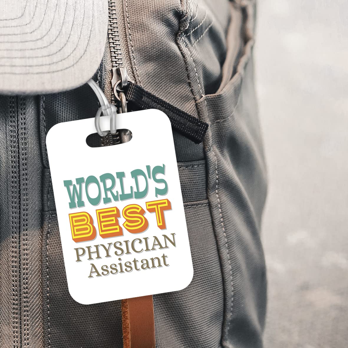 LT490 World's Best Physician Assistant Novelty Funny Unique Designer Gift, Suitcase, Glossy Plastic Luggage Tag for Physician Assistant