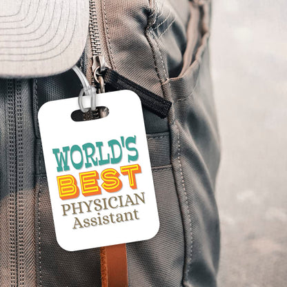LT490 World's Best Physician Assistant Novelty Funny Unique Designer Gift, Suitcase, Glossy Plastic Luggage Tag for Physician Assistant