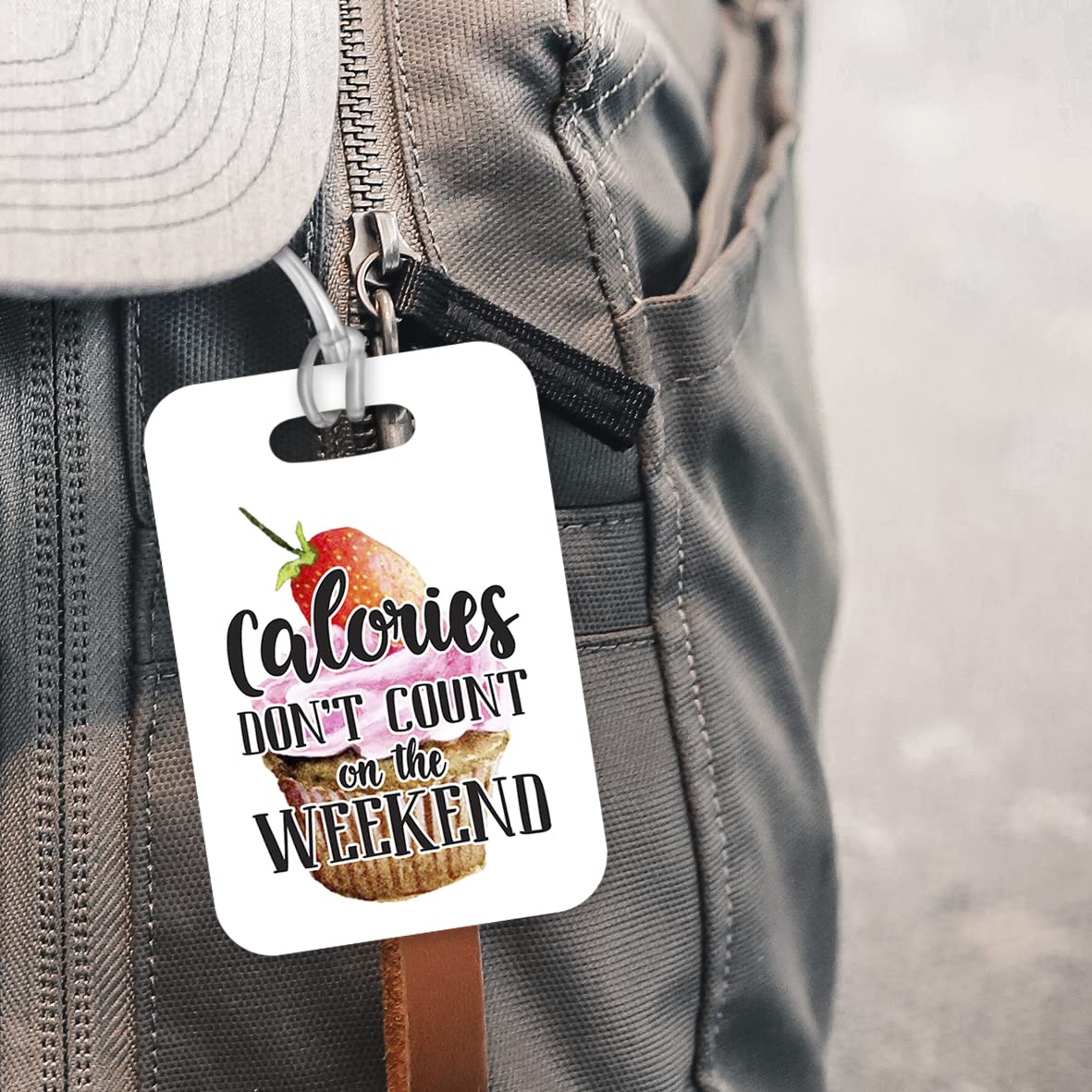 LT112 Calories Don't Count On The Weekend - 1 Novelty Funny Unique Designer Gift Glossy Plastic Suitcase Luggage Tag