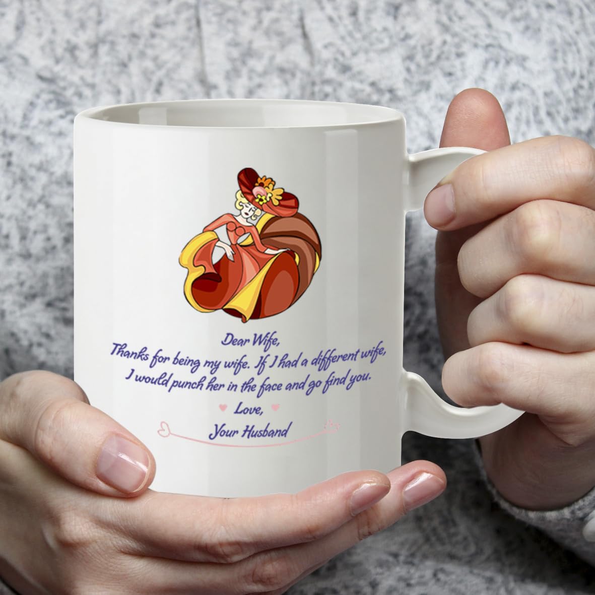 Kruzroyal Funny Wife Mug, DZ065 Dear Wife, Thanks for Being My Wife, If i had a Different Wife, i Would Punch her in The face and go find You. Novelty Anniversary or Birthday Present for Her