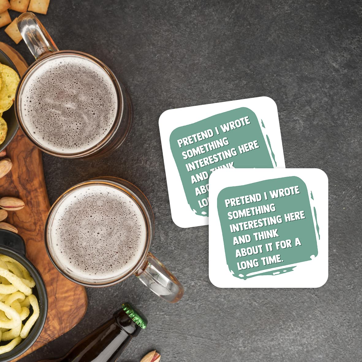 CS764 Pretend i Wrote Something Interesting here and Think About it for a Long time. Novelty Funny Coffee Tea Drink Gift Glossy MDF Wooden Coaster