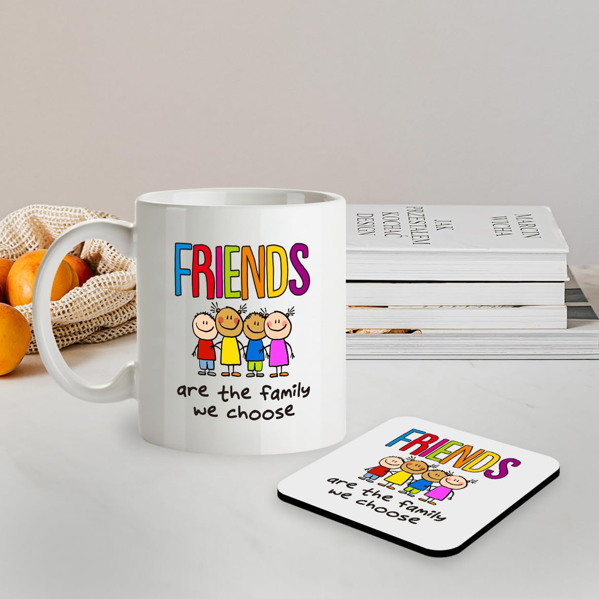 Kruzroyal SM007 Friends are The Family we Choose - Mug & Matching Coaster Set