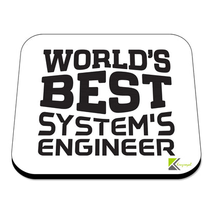 WB006 World's Best System's Engineer MDF Wooden Coaster by Kruzroyal | Gift for System's Engineer | Unique Novelty Present | 9cm x 9cm | Coffee Tea MDF Wooden Coaster