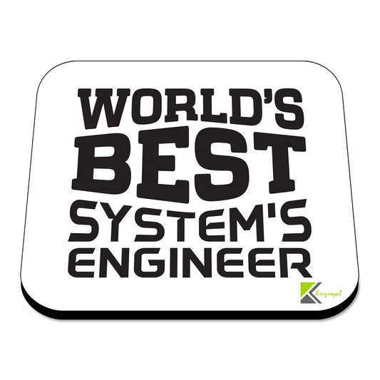 WB006 World's Best System's Engineer MDF Wooden Coaster by Kruzroyal | Gift for System's Engineer | Unique Novelty Present | 9cm x 9cm | Coffee Tea MDF Wooden Coaster