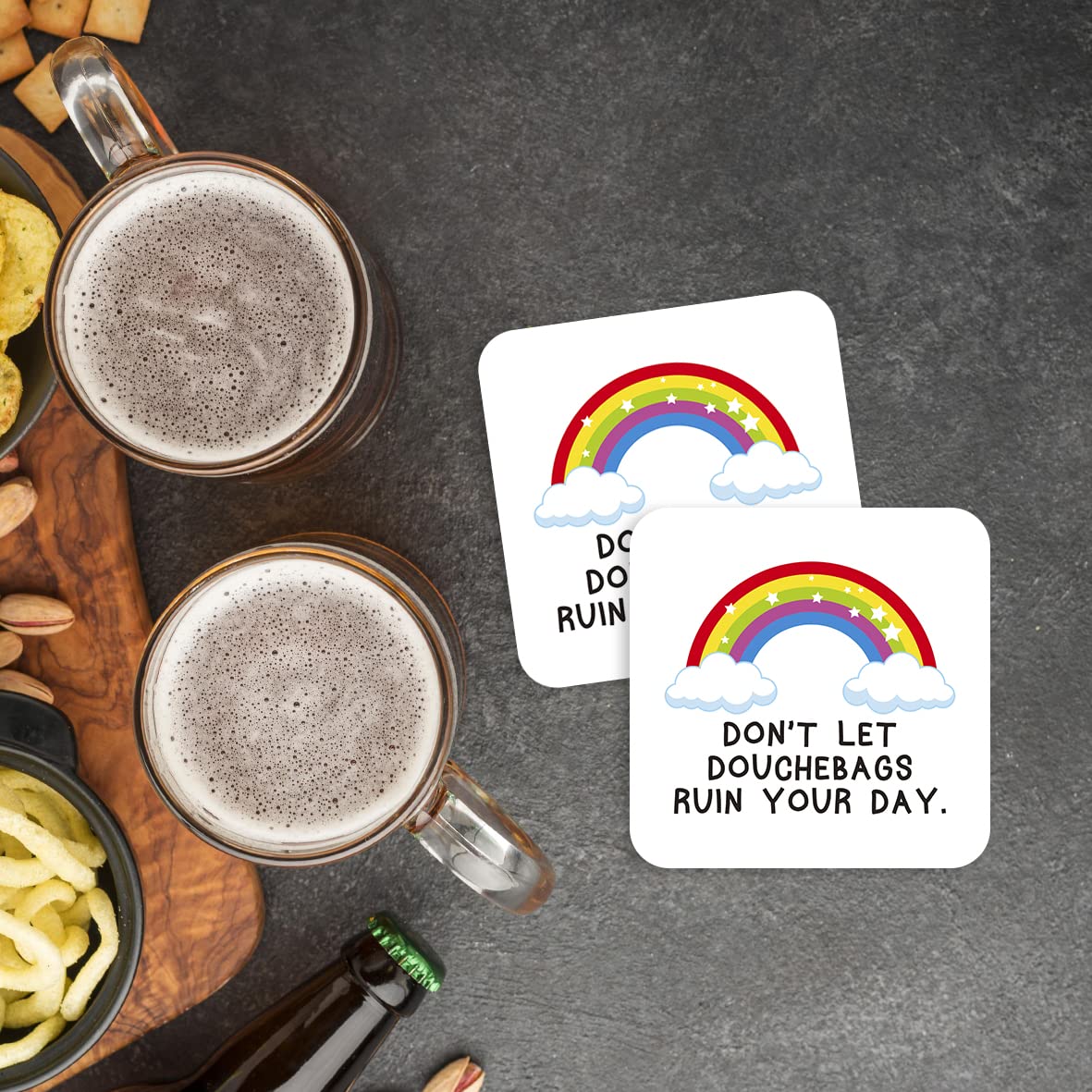 CS737 Don't let Douchebags Ruin Your Day Novelty Funny Coffee Tea Drink Gift Glossy MDF Wooden Coaster
