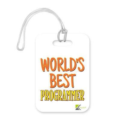 LT487 World's Best Programmer Novelty Funny Unique Designer Gift, Suitcase, Glossy Plastic Luggage Tag for Programmer