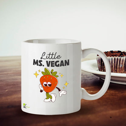Kruzroyal Little Ms Vegan Mug | Retro Cartoon Gift for Women | Funny Vegan Coffee Mug 11oz | Dishwasher Safe Ceramic Cup for Her