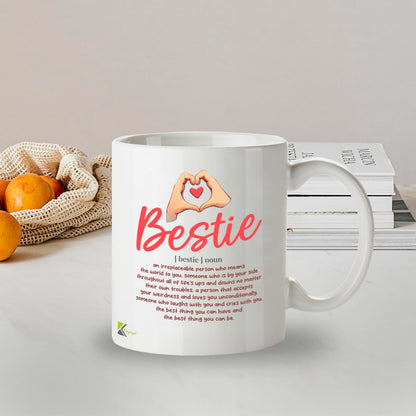 Kruzroyal DZ952 Bestie Definition Coffee Mug | Inspirational Best Friend, Soul Sister, BFF Gift for Women & Teen Girls | 11oz White Ceramic Friendship Mug