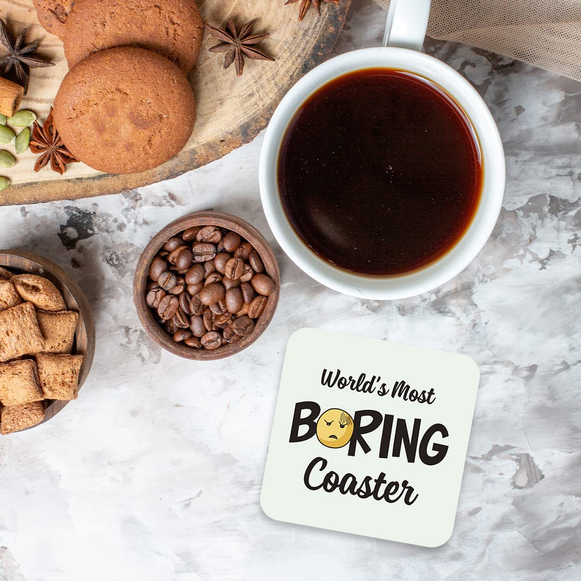 CS657 World's Most Boring Coaster Novelty Funny Coffee Tea Drink Gift Glossy MDF Wooden Coaster