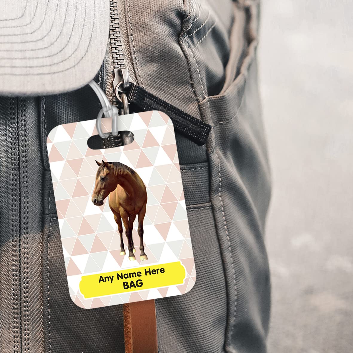 PLT251 Personalised Name's Bag with Horse Image Novelty Funny Unique Designer Gift Glossy Plastic Suitcase Luggage Tag