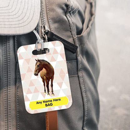 PLT251 Personalised Name's Bag with Horse Image Novelty Funny Unique Designer Gift Glossy Plastic Suitcase Luggage Tag